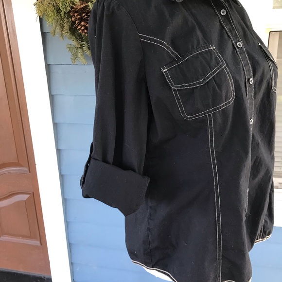 TOMMY HILFIGER Black Button Shirt Top - Picture 3 of 4